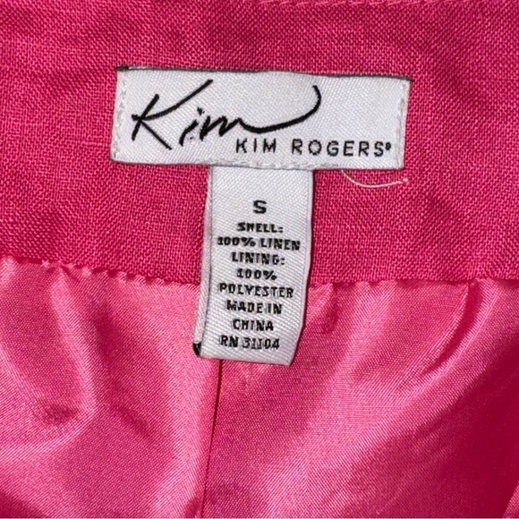 Kim Rogers Linen Jacket Pink Ruffle Trim Cropped Sz S - Picture 4 of 15